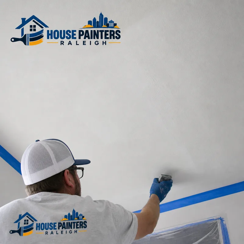 Repaired ceiling seam and blended patch checked under raking light after sanding